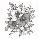 birth month flowers for November, March, and July birth flower tattoo design idea