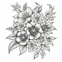 birth month flowers for November, March, and July birth flower tattoo design idea