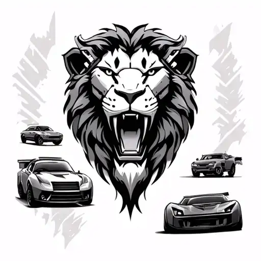 mecha lion face, cars and travel tattoo tattoo design idea