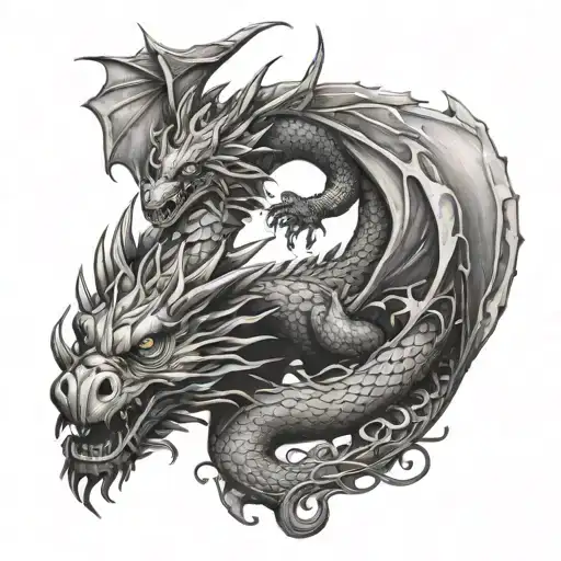 dragon and fairy tattoo design idea