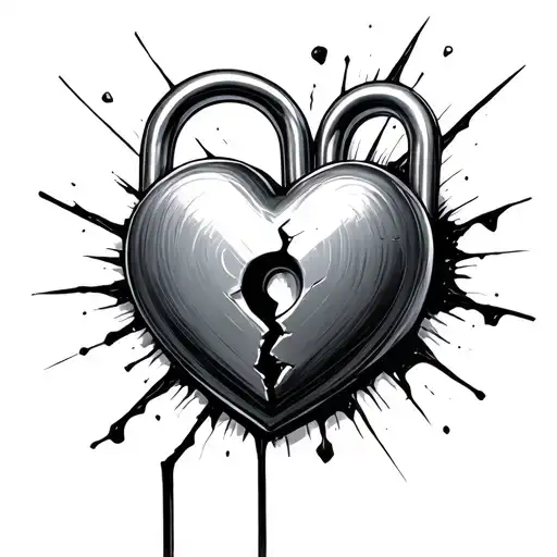 heart shaped padlock that's broken  tattoo design idea