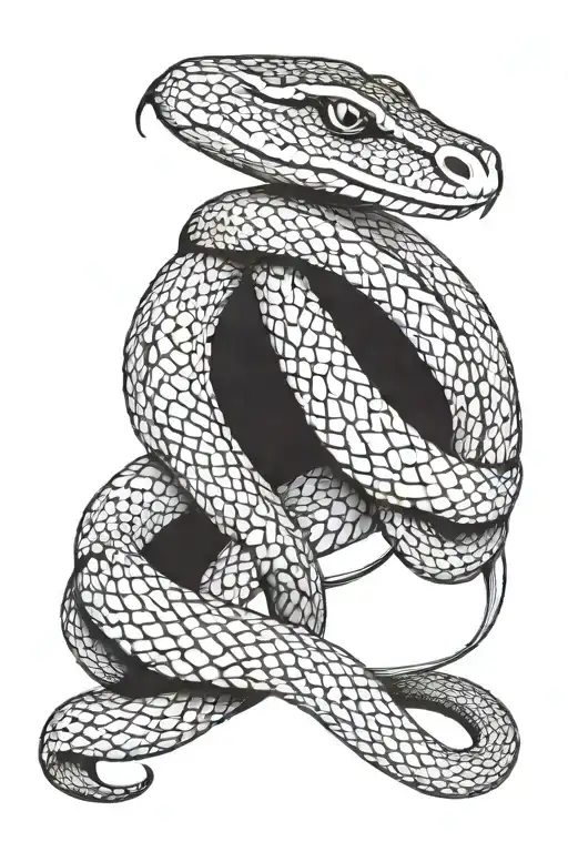 Snake wrapping with heart shaped tongue but scary look  tattoo design idea