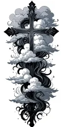 cross with clouds  tattoo design idea