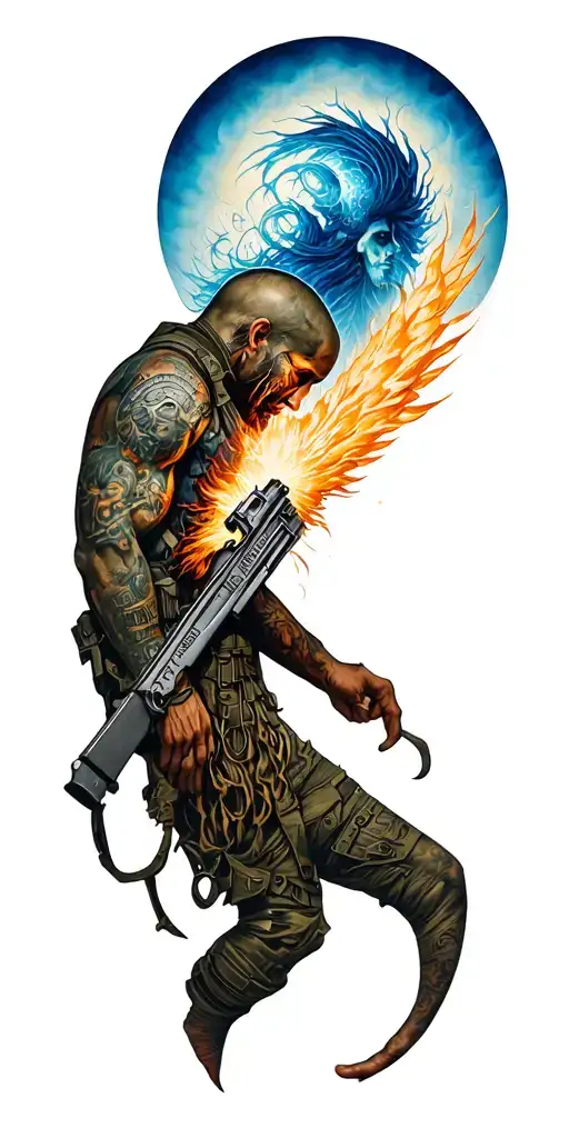 wounded warrior as above so below mind body spirit  tattoo design idea