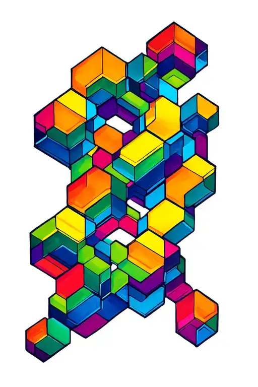 hollow interlinked hexagons in pride colours tattoo design idea