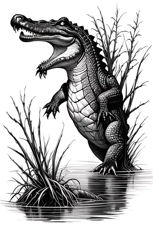 Florida swamp with gator sleeve realism style tattoo tattoo design idea