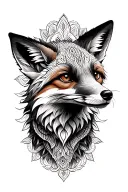 fox with a mandala design background tattoo design idea