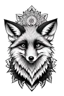 fox with a mandala design background tattoo design idea