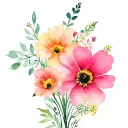 september and april birth flower bouquet tattoo design idea