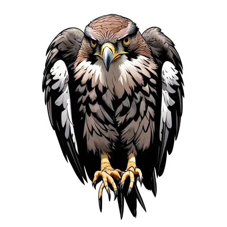 red tail hawk perched tattoo design idea
