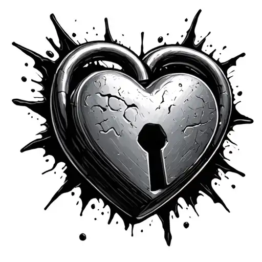 heart shaped padlock that's broken  tattoo design idea