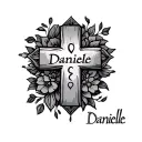 cross with the name Danielle  tattoo design idea