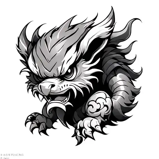 pixiu aggressif tattoo design idea