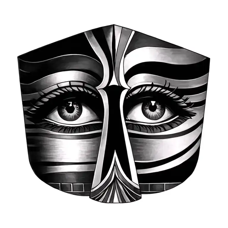 ankh eye of horus and eye of ra with detailed eyes tattoo design idea