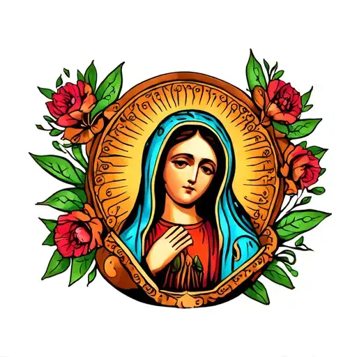 original looking our lady of Guadalupe tattoo design idea