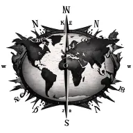 compass, world map tattoo design idea
