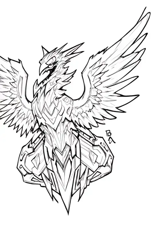 Beyblade X Crimson Garuda tattoo design idea