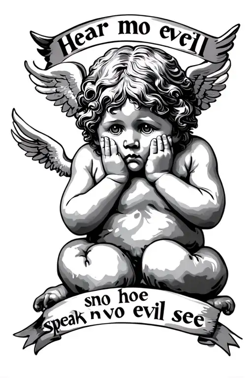 "Hear no evil speak no evil see" cherubs hear no evil speak no evil tattoo design idea