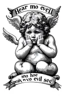 "Hear no evil speak no evil see" cherubs hear no evil speak no evil tattoo design idea