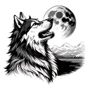 alpha personality like a wolf howling at the moon tattoo design idea