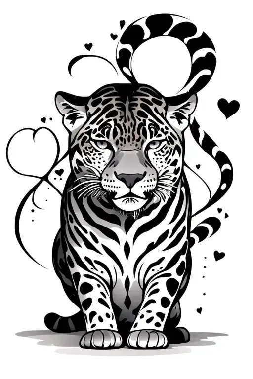 a jaguar but its fur is heart shaped like tattoo design idea