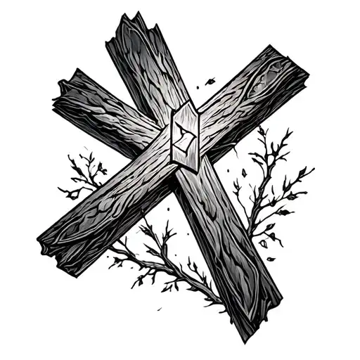 cross with empty tomb tattoo design idea