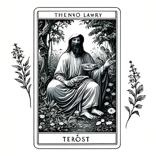 hermit in a garden tarot card tattoo design idea