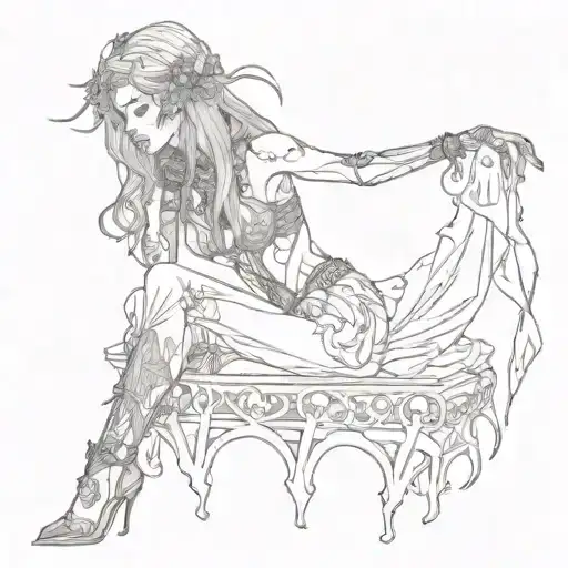 necromancer woman posing tattoo design idea