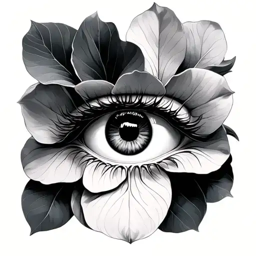 African Violets And human eyes tattoo design idea