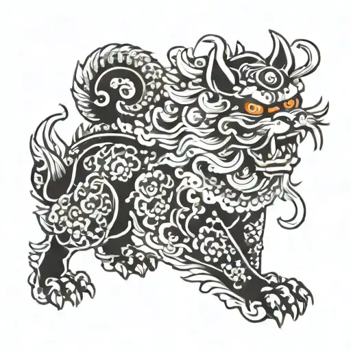 Japanese foo dog tattoo design idea