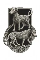 celtic hounds circle shape tattoo design idea