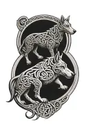 celtic hounds circle shape tattoo design idea