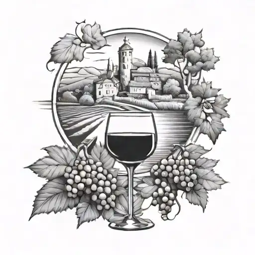 wine country tattoo design idea