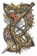 CROSSBOW AND PAINT BRUSH tattoo design idea