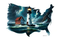 Lighthouse stormy condition tattoo design idea