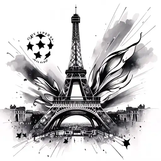 Eiffel Tower and Champions League stars tattoo design idea