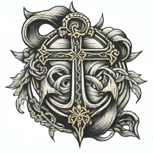 anchor cross tattoo design idea