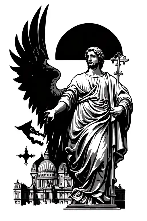 Vatican City skyline with a saint michael tattoo design idea