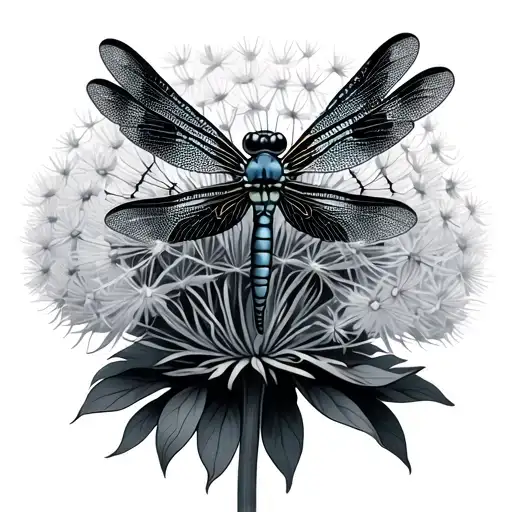 dragonfly on a Dandelion stem tattoo design idea