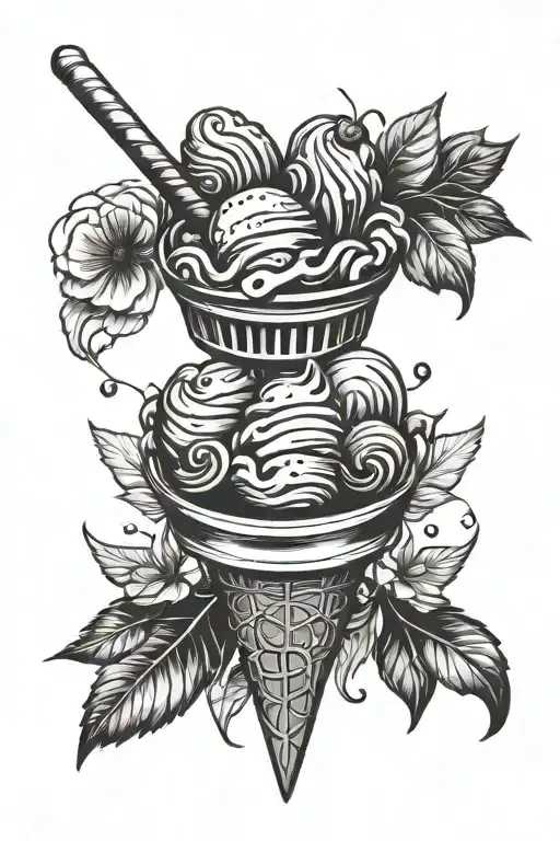 ice cream black tattoo design idea