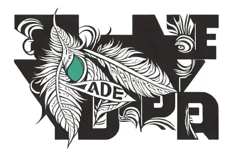 feather with the word Jade near it tattoo design idea