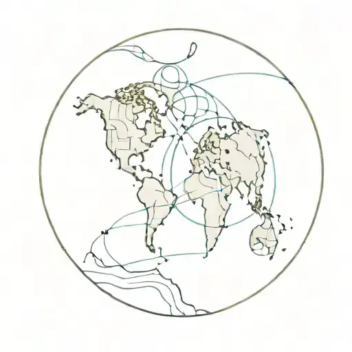 a planet earth with 2 faces in profil as continents.  tattoo design idea