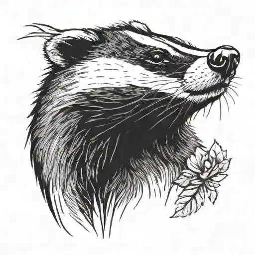 small badger stood up looking to the left from an a above perspective tattoo design idea