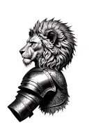 roman armor sleeve with lion head tattoo design idea