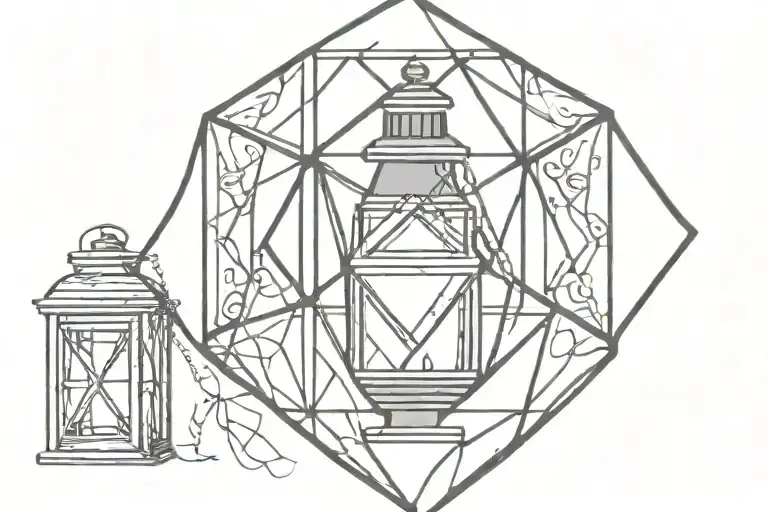 Diamond shaped Gothic lantern tattoo design idea