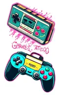 retro games, old school, consoles, gamepad, neon tattoo design idea