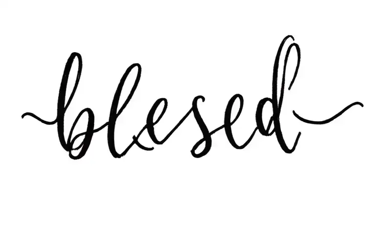 blessed text handwritting tattoo design idea