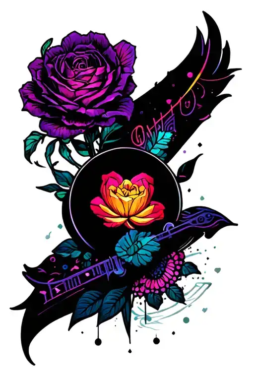 What can I fill the tattoo with the meaning of love and devotion to electronic music Techno and prying psychedelic and t tattoo design idea