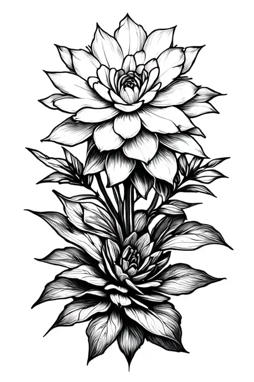 A blackwork tattoo of a blooming succulent plant with a hidden Doctor Who reference tattoo design idea
