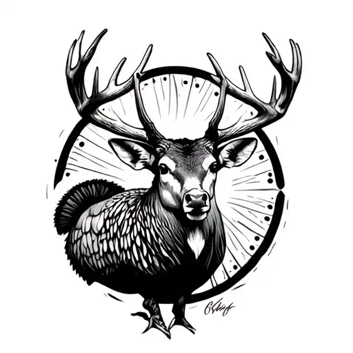 Turkey deer sleeve tattoo design idea